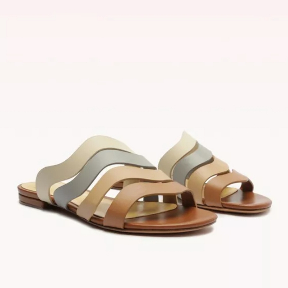 NEW$425 Alexandre Birman Alia Wavy Flat Leather Slip-on Slides Sandals 37 6.5 - Picture 12 of 12